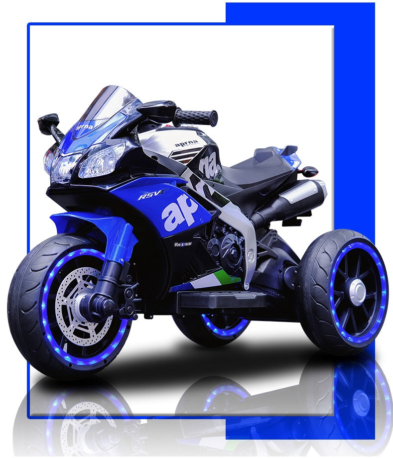 Moto Elétrica Infantil 12V Aprilia 3 Rodas Azul