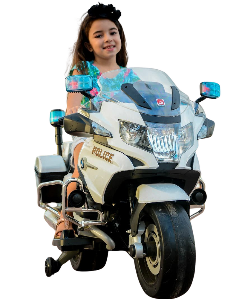 Moto Elétrica Infantil BMW Polícia 12V Preta