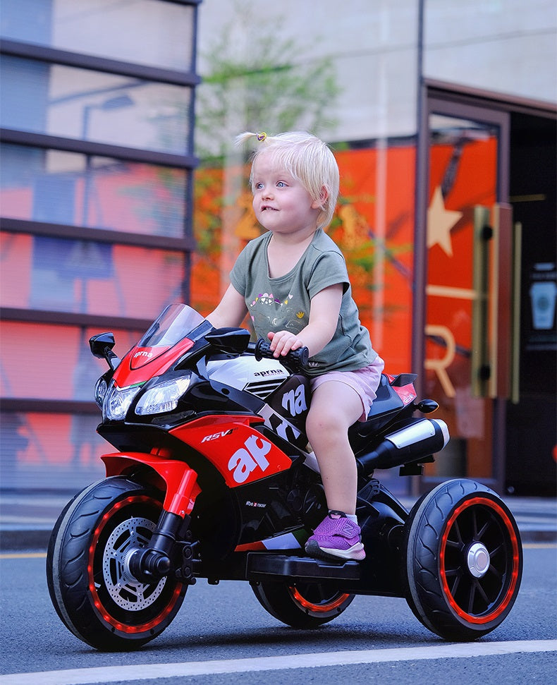 Moto Elétrica Infantil 12V Aprilia 3 Rodas Vermelha