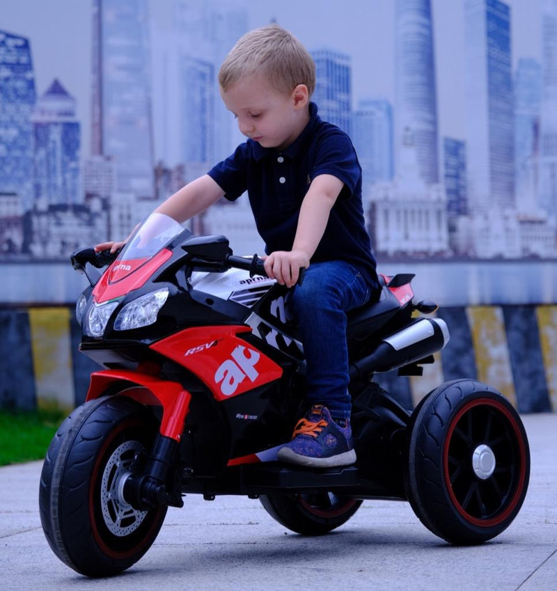 Moto Elétrica Infantil 12V Aprilia 3 Rodas Vermelha