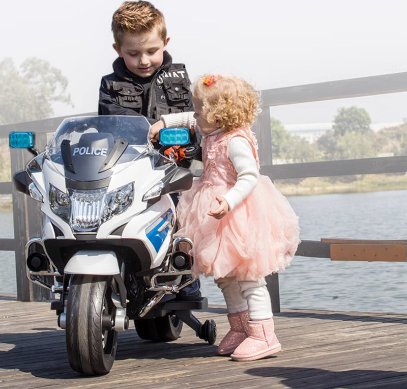 Moto Elétrica Infantil BMW Polícia 12V Branca