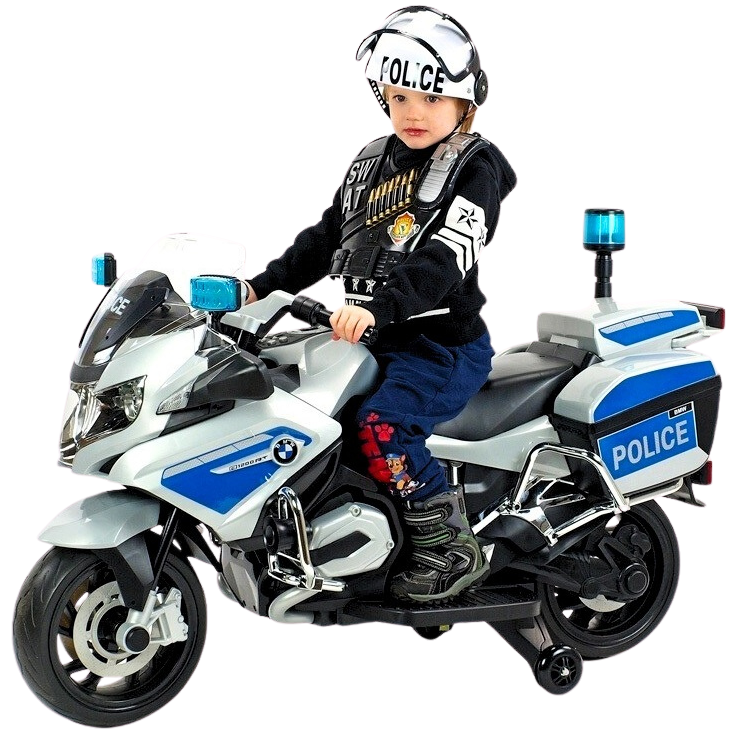 Moto Elétrica Infantil BMW Polícia 12V Cinza