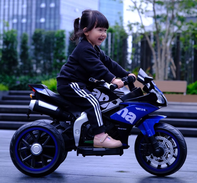 Moto Elétrica Infantil 12V Aprilia 3 Rodas Azul