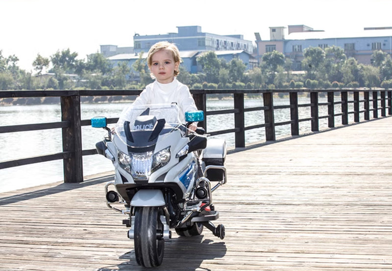 Moto Elétrica Infantil BMW Polícia 12V Cinza