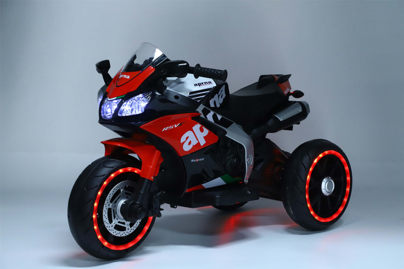 Moto Elétrica Infantil 12V Aprilia 3 Rodas Vermelha