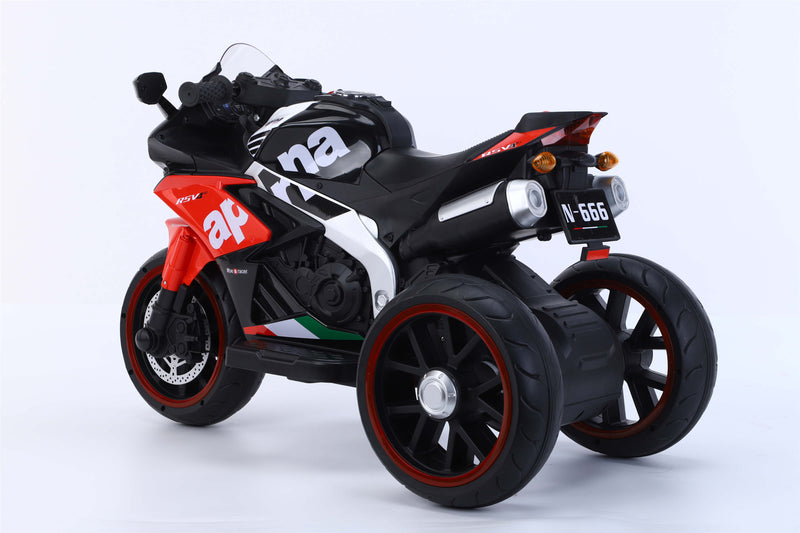 Moto Elétrica Infantil 12V Aprilia 3 Rodas Vermelha